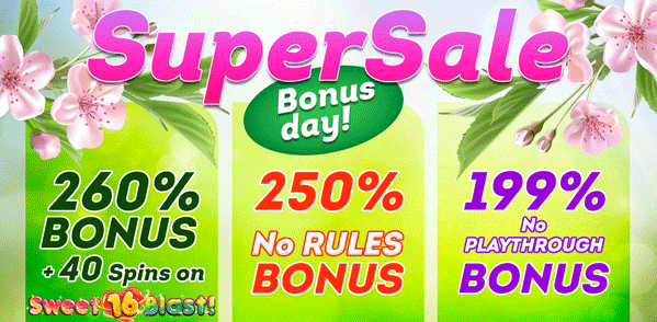 3 SuperSale Deposit Bonuses @ 11 SpinLogic Gaming Casinos (this weekend only)