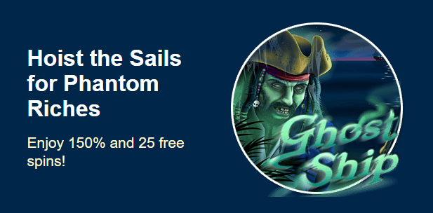 Grande Vegas Casino - 150% Deposit Bonus + 25 FS on Ghost Ship