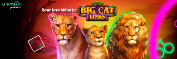 Uptown Pokies - 35 No Deposit Free Spins on Big Cat Links + 300% Bonus + 35 FS