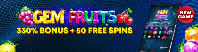 Heaps O Wins Casino - 330% Deposit Bonus + 50 Free Spins on Gem Fruits