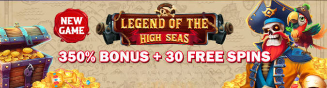 Velvet Spin Casino - 350% Deposit Bonus + 30 Free Spins on Legend of the High Seas