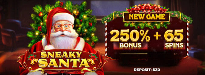 250% No Max Bonus Code + 65 FS on Sneaky Santa @ 11 SpinLogic Gaming Casinos