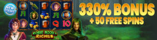 Heaps O Wins Casino - 330% Deposit Bonus + 50 Free Spins on Robin Hoods Riches