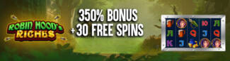 Velvet Spin Casino - 350% Deposit Bonus + 30 Free Spins on Robin Hoods Riches