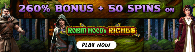 Raging Bull Casino - 260% Bonus Code + 50 FS on Robin Hoods Riches (this weekend only)