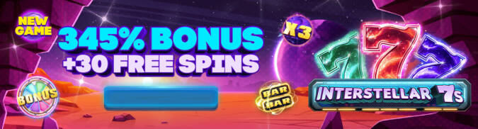 A Big Candy Casino - 15 No Deposit FS on Interstellar 7s + 345% Deposit Bonus + 30 Free Spins