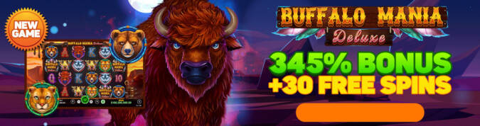 A Big Candy Casino - 15 No Deposit FS on Buffalo Mania Deluxe + 345% Deposit Bonus + 30 Free Spins