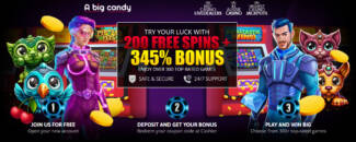 A Big Candy Casino - Exclusive 200 Free Spins + 345% Welcome Bonus