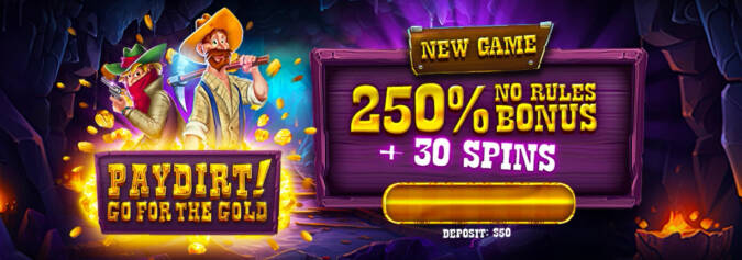 Raging Bull Casino - 250% Bonus Code + 30 Free Spins on Paydirt! Go for the Gold