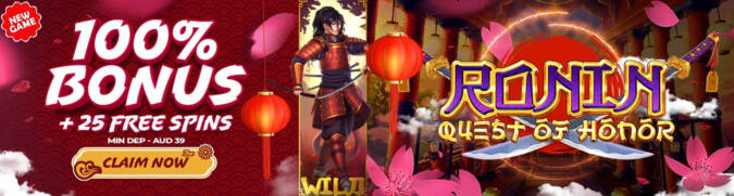 Mega Medusa Casino - 20 No Deposit FS Bonus Code on Ronin Quest of Honor + 100% Bonus + 25 FS