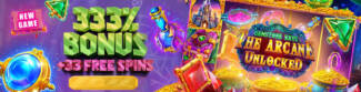 Heaps O Wins Casino - 20 No Deposit FS on Gemstone Keys The Arcane Unlocked + 333% Bonus + 33 FS